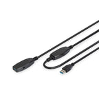 USB 3.0 SuperSpeed Extension Cable 20m Type USB A/USB AM/F Active Black 20m Kable i adaptery/Kable USB Your Sports Performance