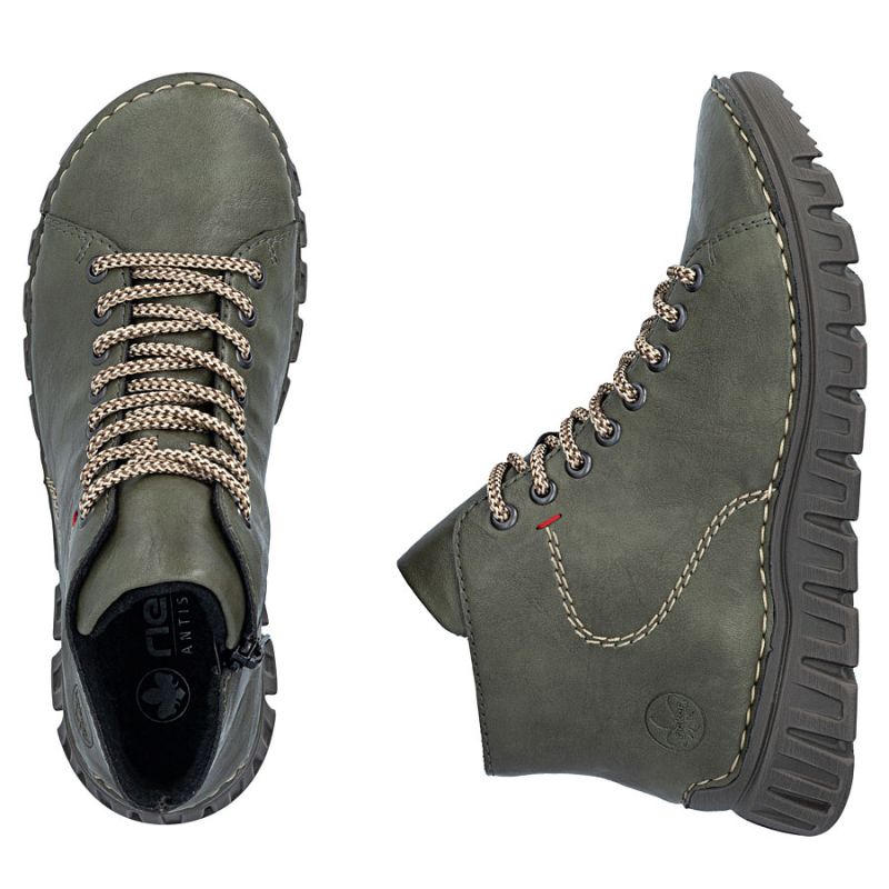 Women's ankle boots, green, insulated, Rieker 57501-54
