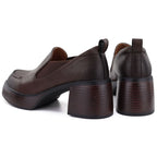 Women's brown leather high-heeled shoes D&A S.Barski CR62-3525
