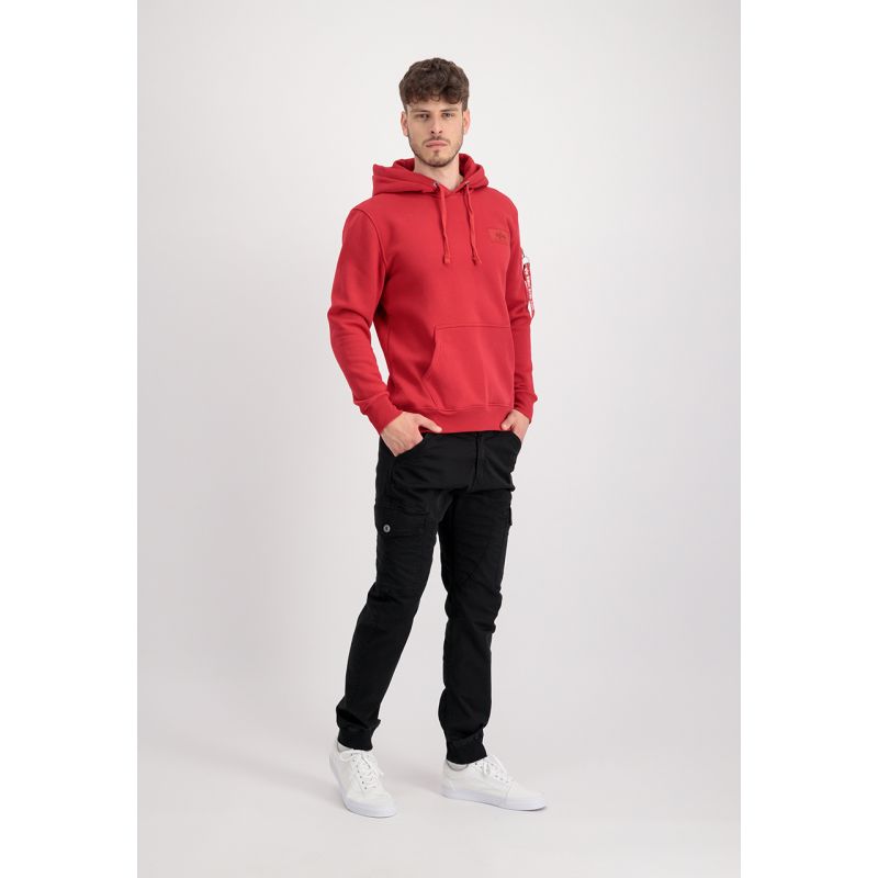 Alpha Industries Men's Back Print Hoody Speed Red Kangaroo Graphic Hoodie (178318-328) In preparation Your Sports Performance