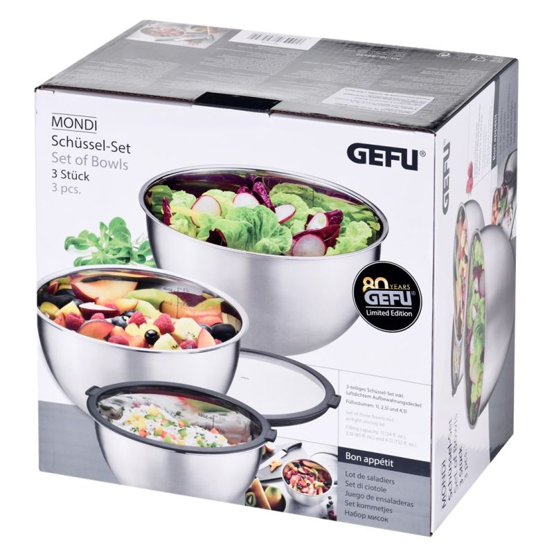 Set of 3 bowls (16, 20, 24 cm) GEFU MONDI G-89430 AGD - Produkty/Sztućce i przybory kuchenne Your Sports Performance