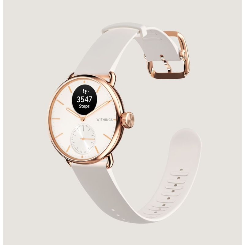 Withings ScanWatch 2 Hybrid Watch - Stainless Steel - Hybrid Smartwatch with Strap - Fluoroelastomer - Wrist Size: 146-211mm - Solid Color - Bluetooth - 34.6g - Sand Akcesoria sportowe i turystyczne/Zegarki sportowe Your Sports Performance