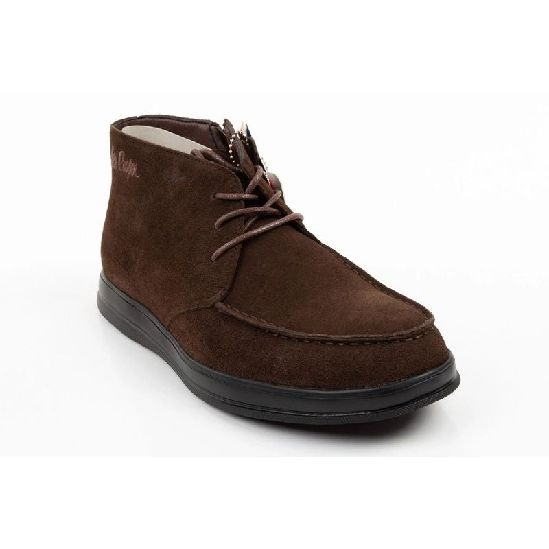 Lee Cooper men's elegant brown leather ankle boots with zipper