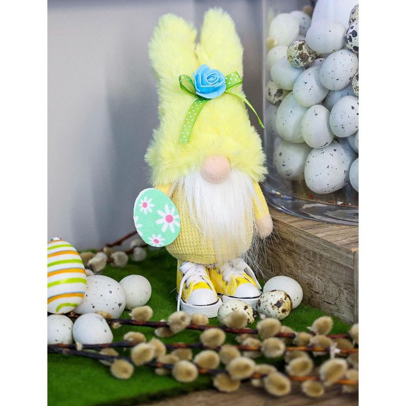 gnome bunny 25cm yellow in sneakers spring decoration Home and Garden/Equipment Your Sports Performance