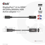 CLUB3D CAC-1088 Cable Adapter 0.21m DisplayPort HDMI Black Kable i adaptery/Adaptery, przejściówki Your Sports Performance