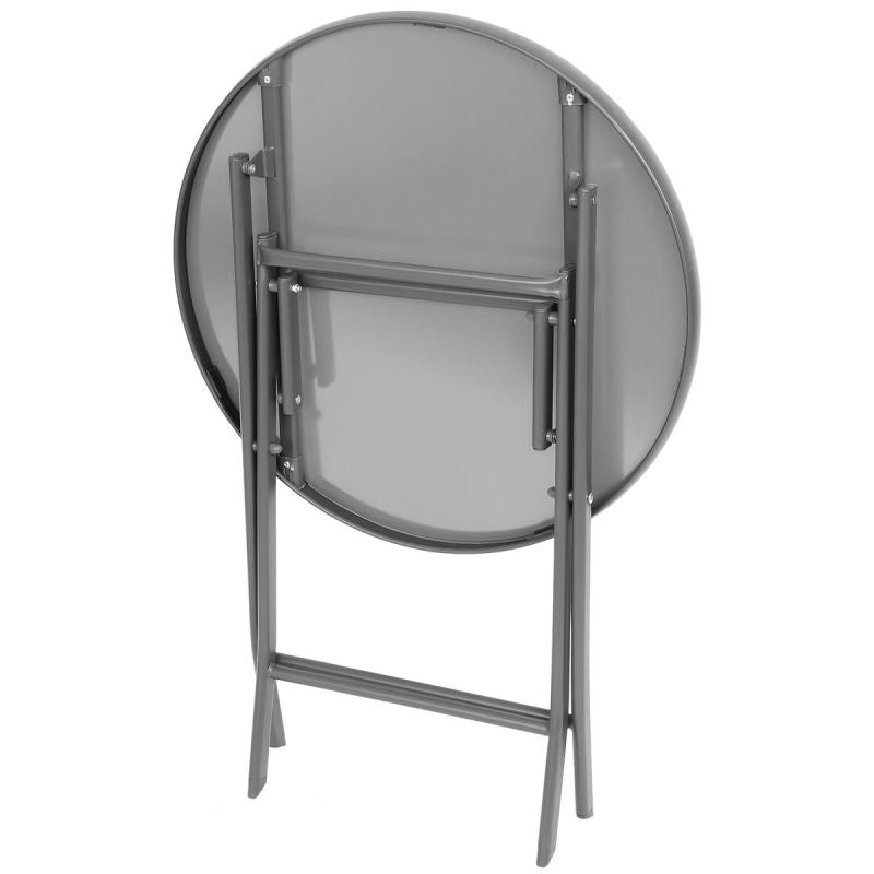 BALCONY FURNITURE SET ROUND TABLE AND 2 FOLDING CHAIRS GRAY Home and Garden/Garden Your Sports Performance