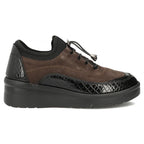 Leather suede crocodile wedge shoes brown Filippo DP8106