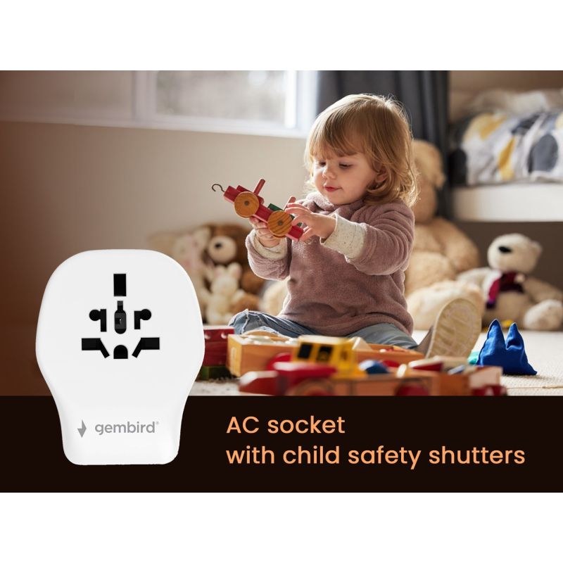 GEMBIRD UNIVERSAL TRAVEL ADAPTER 20W, WHITE Kable i adaptery/Adaptery, przejściówki Your Sports Performance