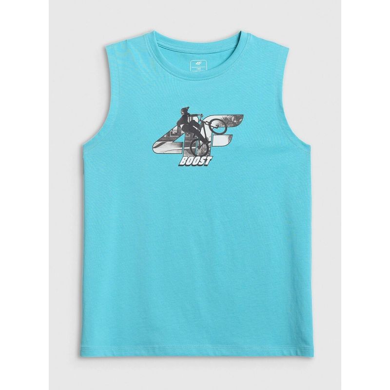 Boy's regular sleeveless T-shirt with print 4F 4FJRSS26TSLEM354-047S 4f
