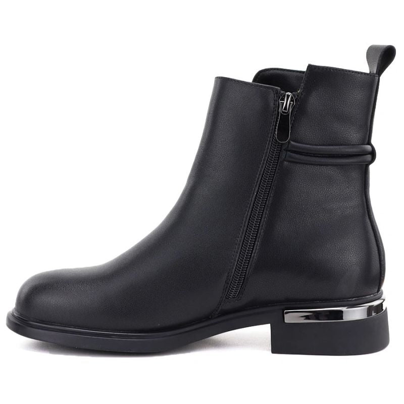 Women's black leather ankle boots D&A S.Barski MK62-7025
