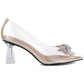 Transparent pumps with a bow on a decorative heel Vinceza 62275 Vinceza
