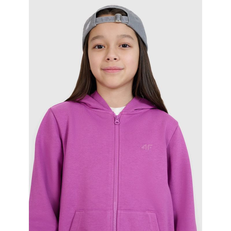 Girls' sweatshirt with a zipper and hood 4F 4FJWSS25TSWSF1706-50S *Kategoria tymczasowa Your Sports Performance