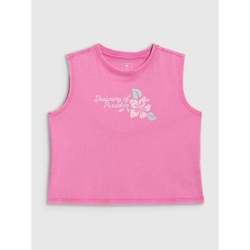 Girls' sleeveless T-shirt with print 4F 4FJRSS26TSLEF328-54S 4f
