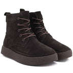 Women's leather ankle boots in chocolate suede Sergio Leone BT-30