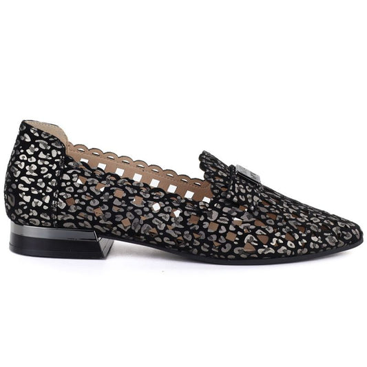 Women's leather openwork shoes, black, Cambell 35307 Cambell