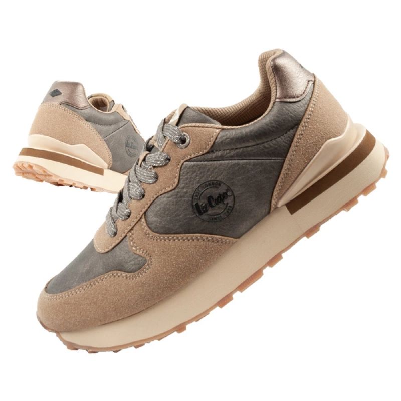 Lee Cooper women's sneakers, fashionable, comfortable, durable, beige, gray Lee Cooper