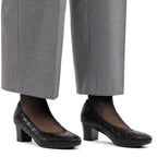 Women's leather pumps with a low heel, black Rieker 44650-05