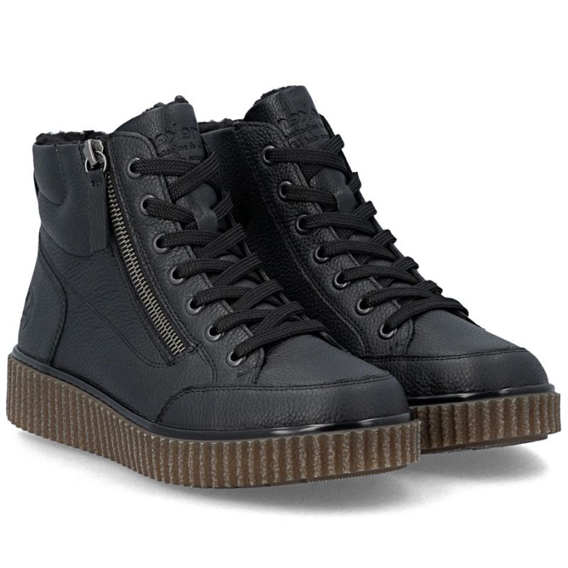 Comfortable black women’s wedge ankle boots Rieker Y4312-00
