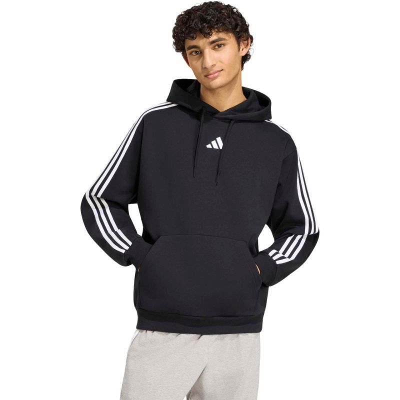 Men's adidas Essentials 3-Stripes Fleece Hoodie Black KY6602