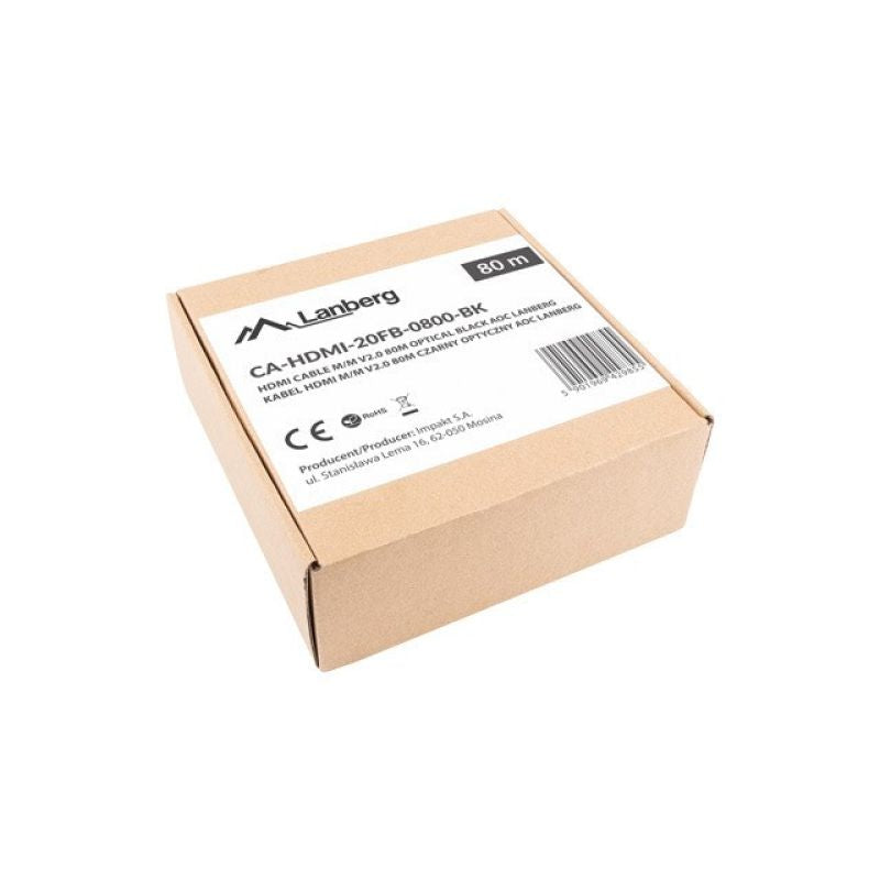 LANBERG HDMI CABLE M/M V2.0 80M OPTICAL AOC CA-HDMI-20FB-0800-BK Kable i adaptery/Kable HDMI Your Sports Performance