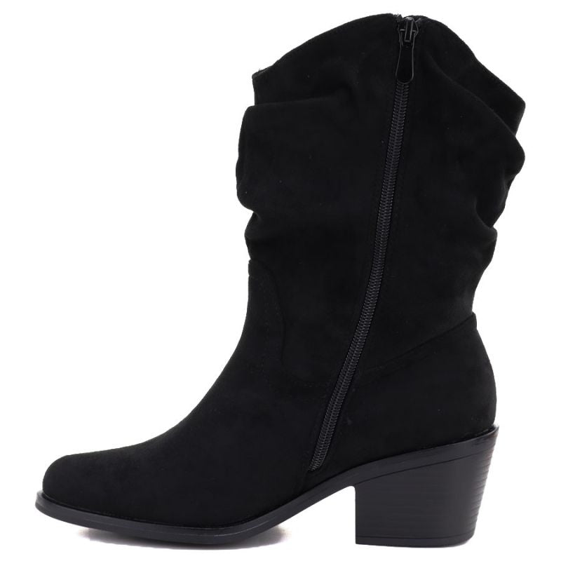 Women's ankle boots, ruffled cowboy boots, black, Vinceza HX27-16536