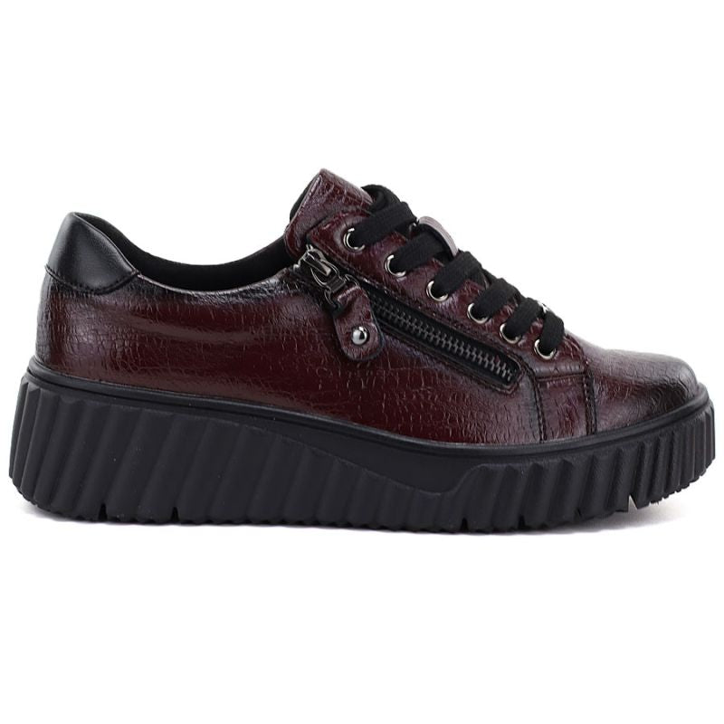 Women's patent leather platform shoes in burgundy Vinceza 133134