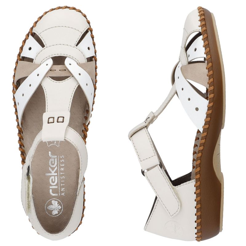 Rieker M1655-61 comfortable women's sandals with velcro closure and closed toes in beige To be categorized Your Sports Performance