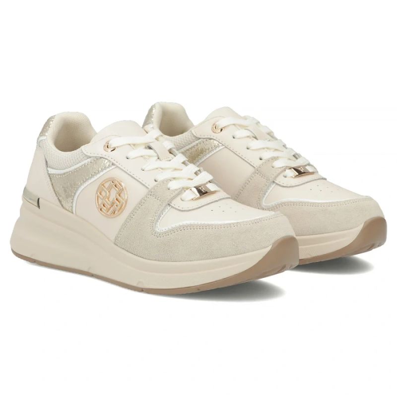 Women's leather shoes, sneakers, beige, Filippo DP7769 Filippo