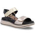 Women's metallic gold leather platform sandals Remonte by Rieker D3J50-90 Rieker