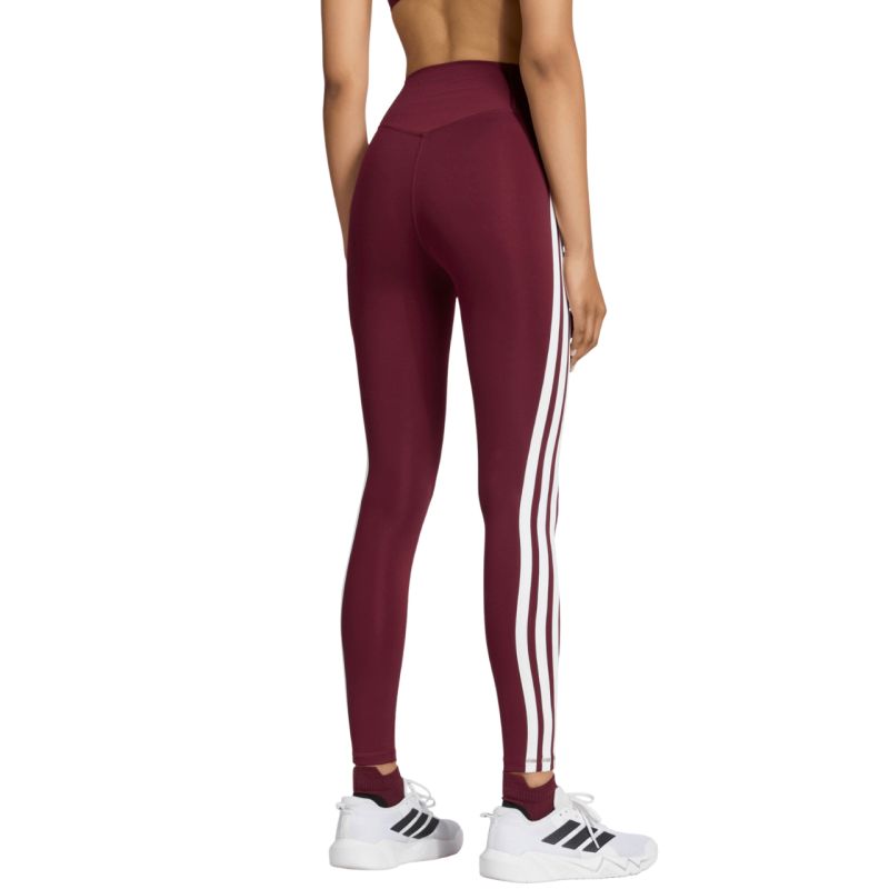 Women's adidas Optime Essentials Workout 3-Stripes 7/8 Burgundy Leggings KT3772