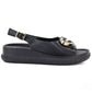 Women's leather platform sandals black S.Barski 61-6047 S.Barski