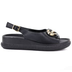 Women's leather platform sandals black S.Barski 61-6047 S.Barski