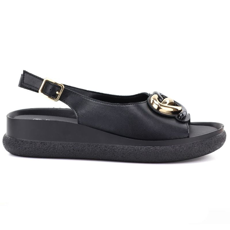 Women's leather platform sandals black S.Barski 61-6047 S.Barski