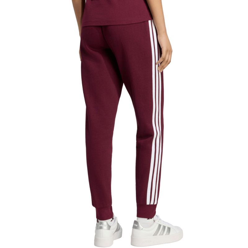 Women's adidas Essentials 3-Stripes Fleece Slim Burgundy Pants KF8321
