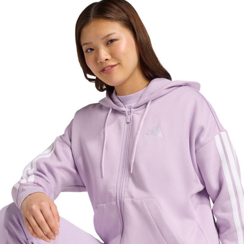 Women's adidas Essentials 3-Stripes Full-Zip Fleece Hoodie Purple JY3080 In preparation Adidas
