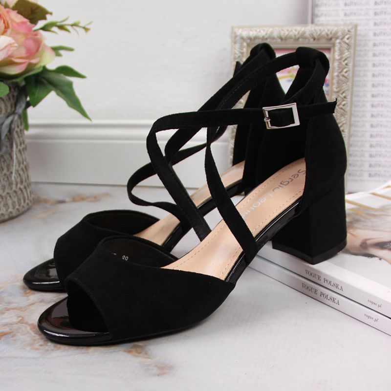 Sergio Leone W SK367A black block heel sandals
