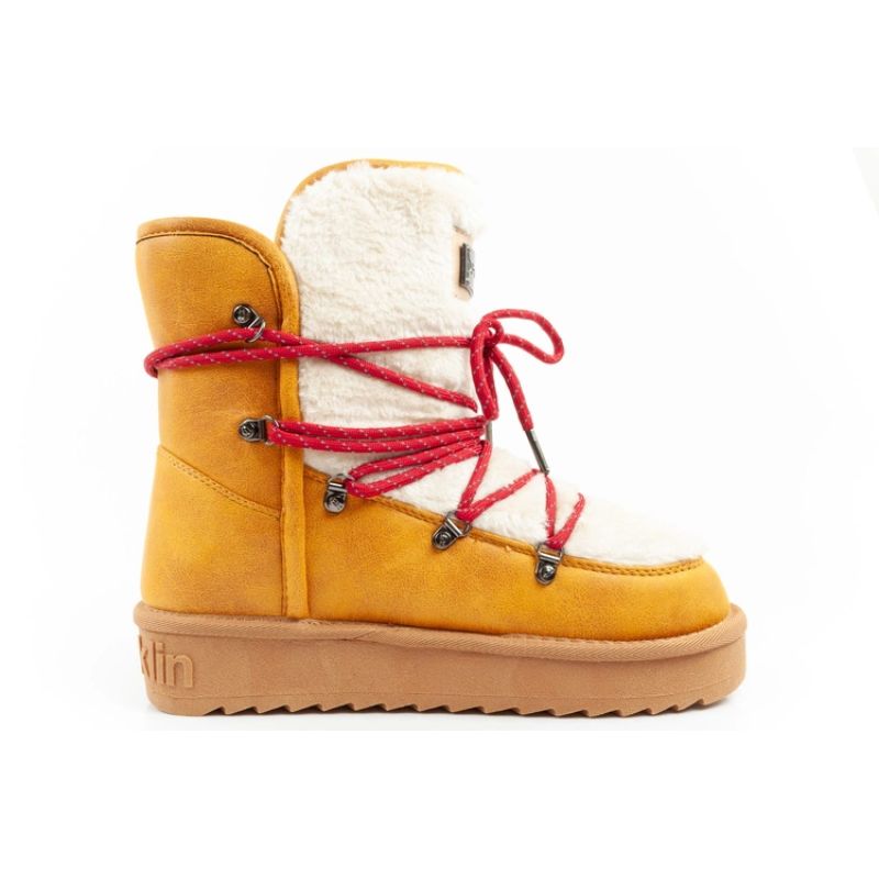 D.Franklin women's winter snow boots, fashionable fur lining, mustard color D.Franklin