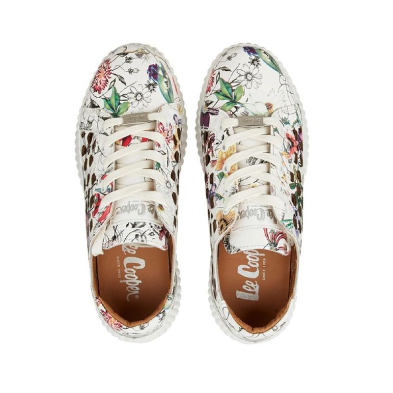 Lee Cooper women's lace sneakers beige platform Lee Cooper
