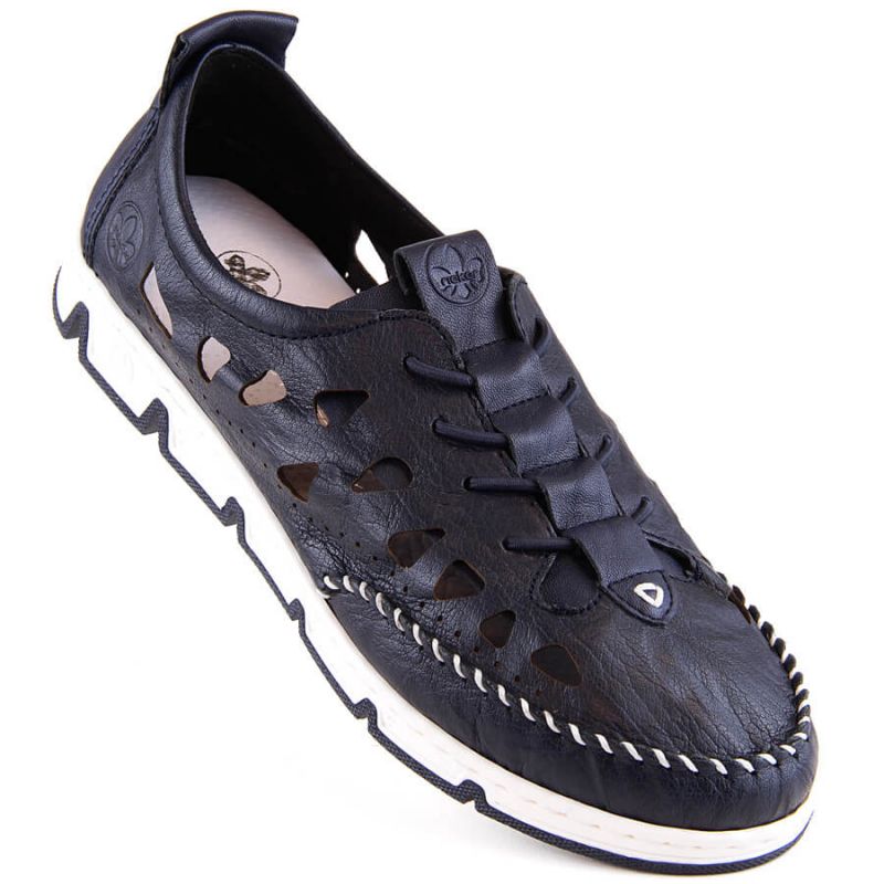 Leather openwork shoes Rieker W RKR652, navy blue Footwear/Lifestyle/Rieker Your Sports Performance