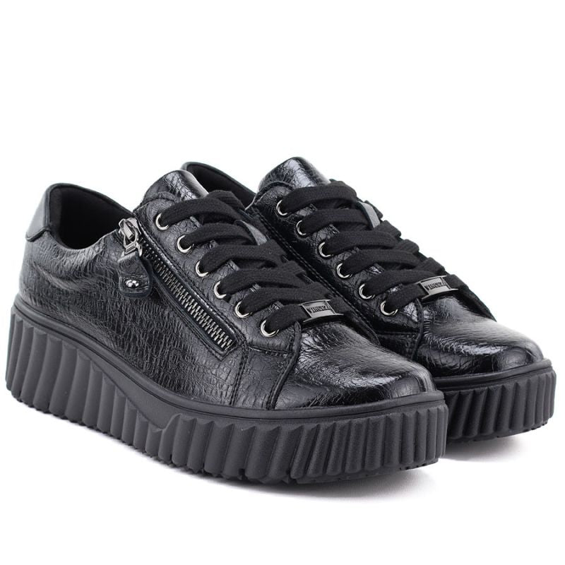 Women's patent leather platform shoes, black, Vinceza 133134