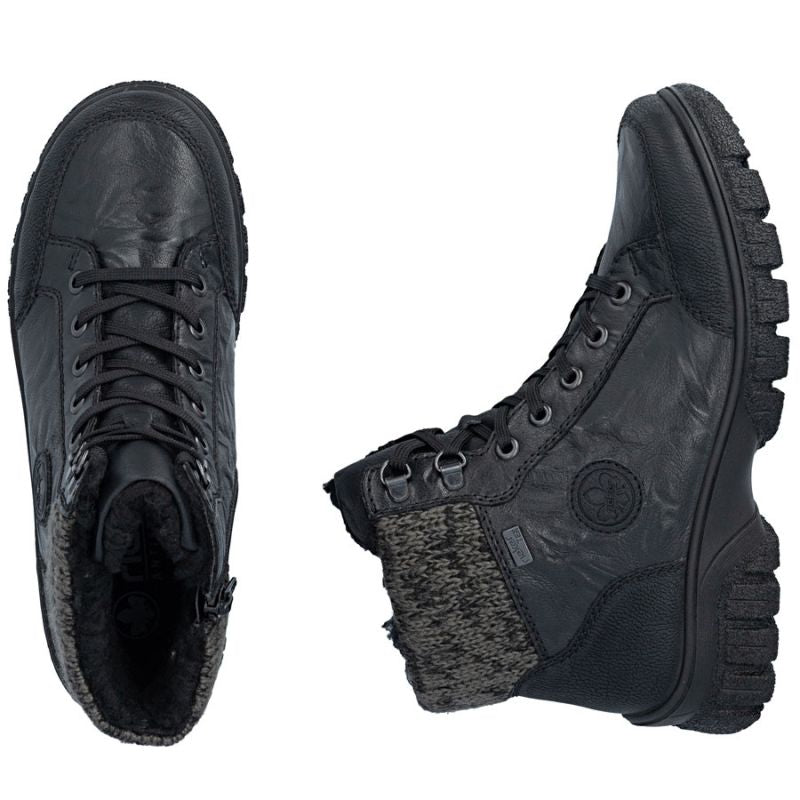 Rieker Z7230-00 Waterproof Leather Women's Boots Black