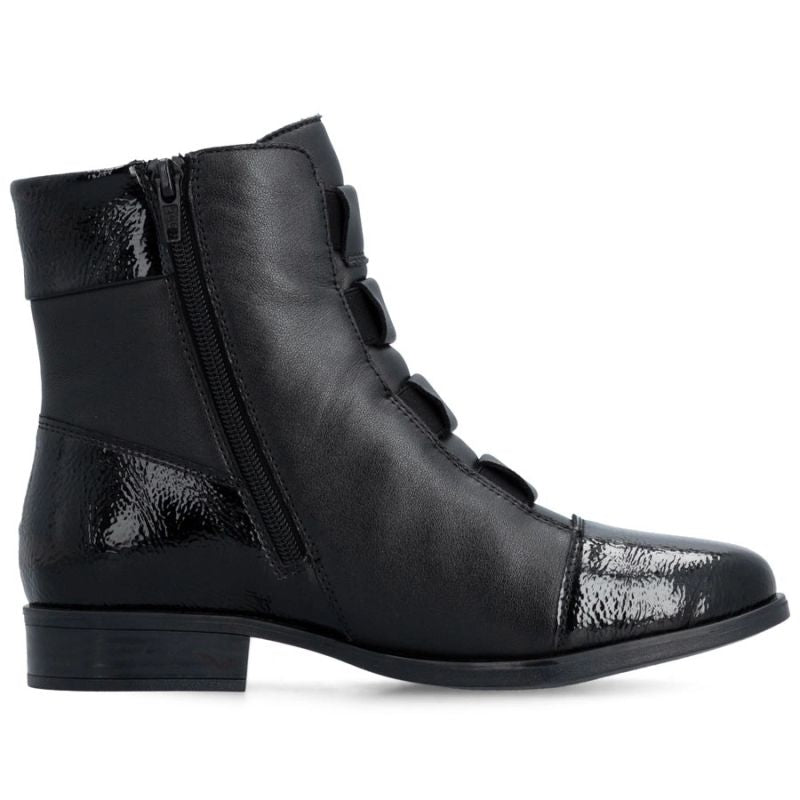 Rieker 77053-00 comfortable black women's leather ankle boots