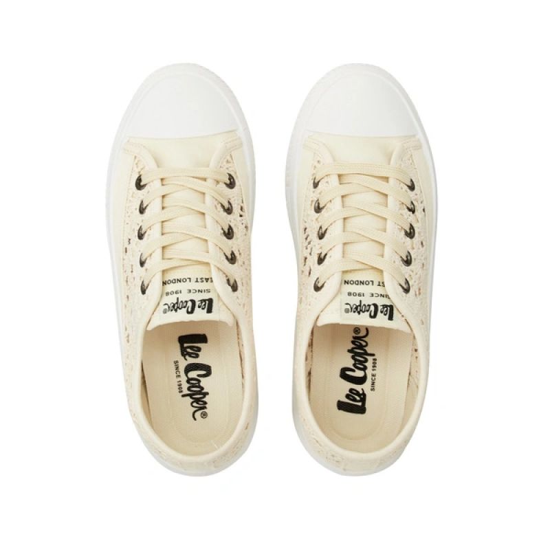 Lee Cooper women's shoes sports sneakers beige platform lace Lee Cooper