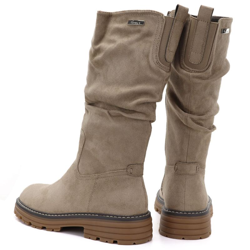 Women's warm, crinkled suede boots, beige M.Daszyński SA259-3