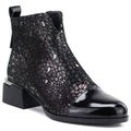 Women's leather ankle boots with heels in black and silver D&A S.Barski LZ62-2043