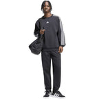 Men's adidas Essentials 3-Stripes Fleece Tapered Cuffed Pants Black KY6526