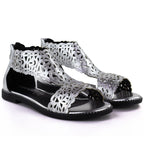 Women's openwork silver sandals M.Daszyński MR24148-2 M. Daszyński