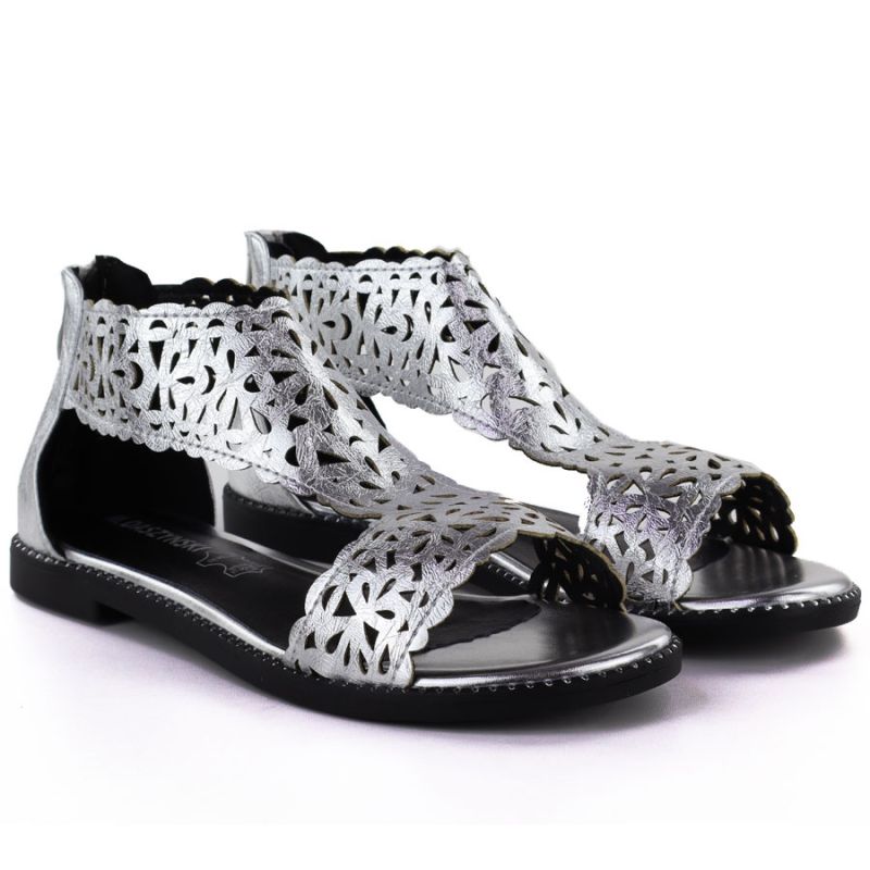 Women's openwork silver sandals M.Daszyński MR24148-2 M. Daszyński