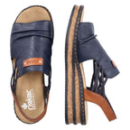 Comfortable women's wedge sandals, blue Rieker 62962-14 Rieker