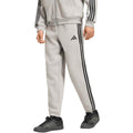 Men's adidas Essentials 3-Stripes Fleece Tapered Cuffed Pants Gray KY4127